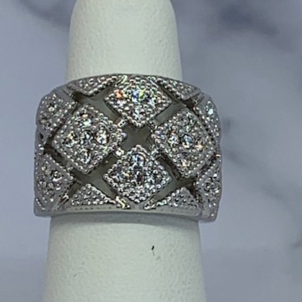 RS Covenant Wide Crystal & Rhodium Band